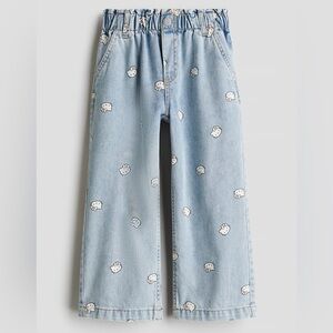 H&M Hello Kitty Print Wide Leg Elastic Waist Jeans Sz 9-10
